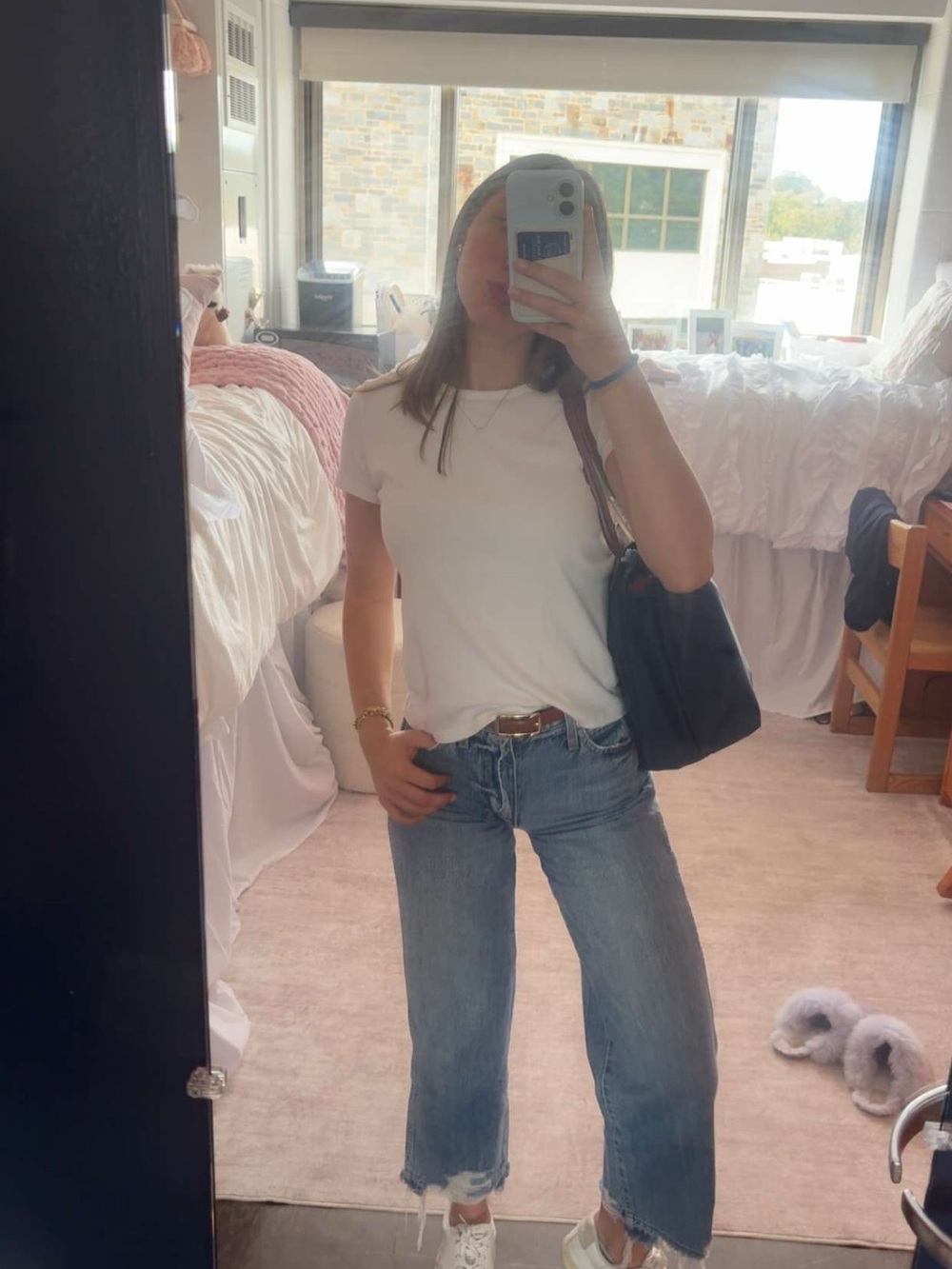 AMO Blue Wide-Leg Cropped Jeans